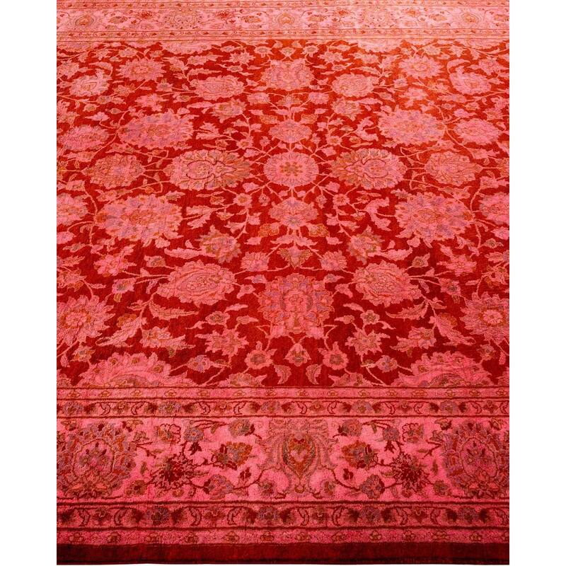 Overton Hand Knotted Wool Vintage Inspired Modern Contemporary Overdyed Red Area Rug - 6' 2" x 8' 10"