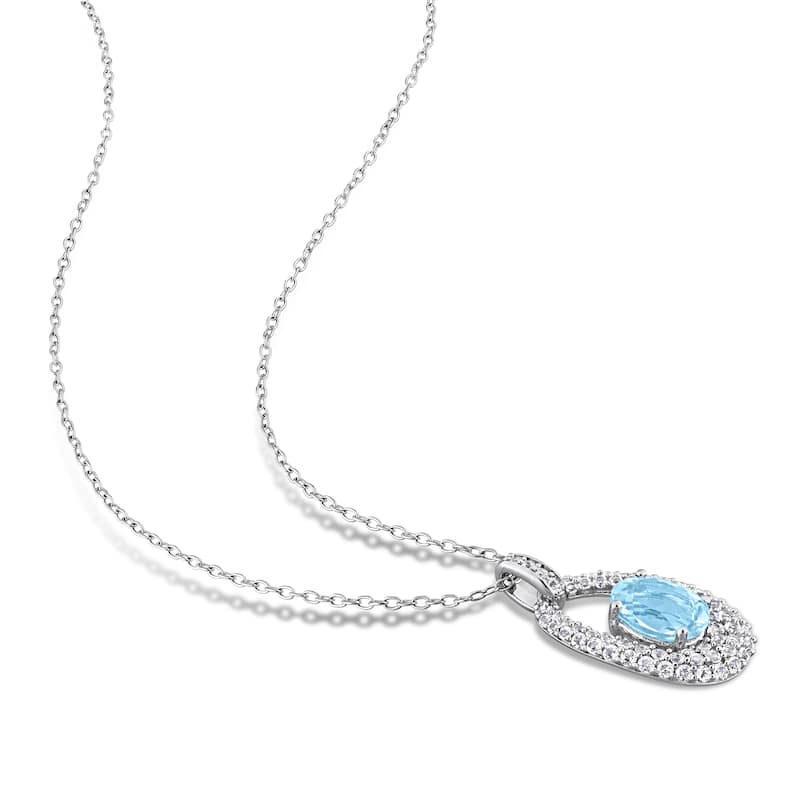 Miadora 12ct TGW Sky Blue White Topaz Drop Earrings Necklace Set Sterling Silver