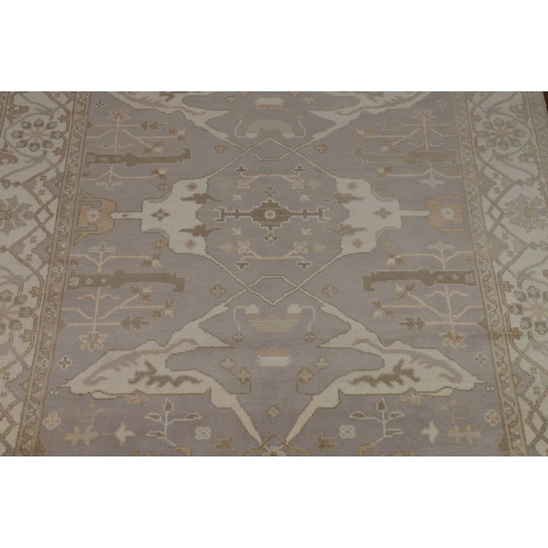 Gray Oushak Style Area Rug Hand-Knotted Wool Carpet - 8'1" x 10'0"