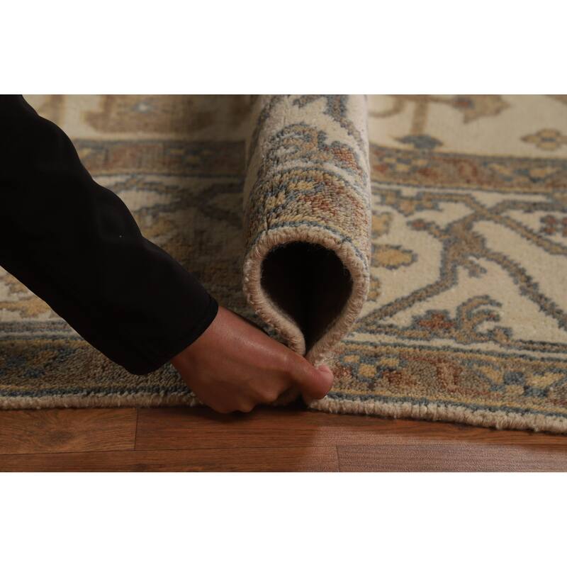 Earth Tone Oushak Indian Area Rug Hand-Knotted Wool Carpet - 8'3" x 9'8"