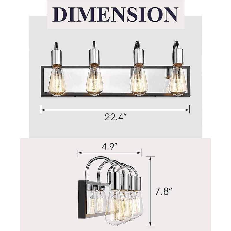 Modern Bathroom Vanity Light with Chrome and Black Finish