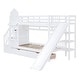preview thumbnail 35 of 64, Elegant Twin over Twin Bunk Bed With 2 Drawers,3 Shelves and Slide,Sturdy Frame,s