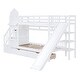 preview thumbnail 45 of 55, Twin over Twin Castle Bunk Bed with Drawers, Shelves and Slide, Gray