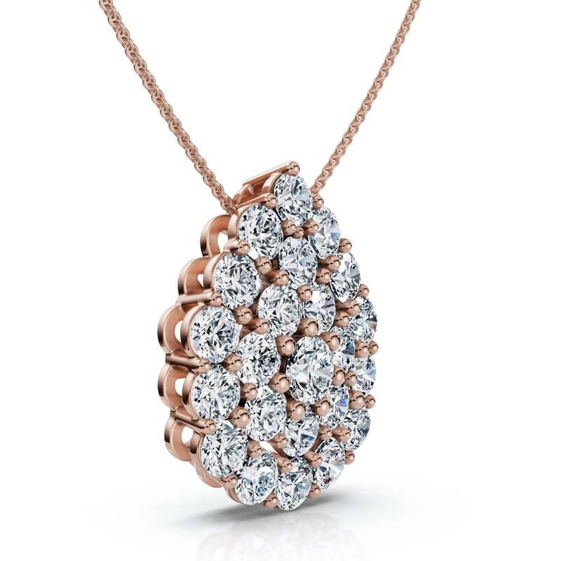 Bliss Diamond 2Ct Diamond Pear Shape Pave Pendant Gold Necklace Lab Grown - Rose