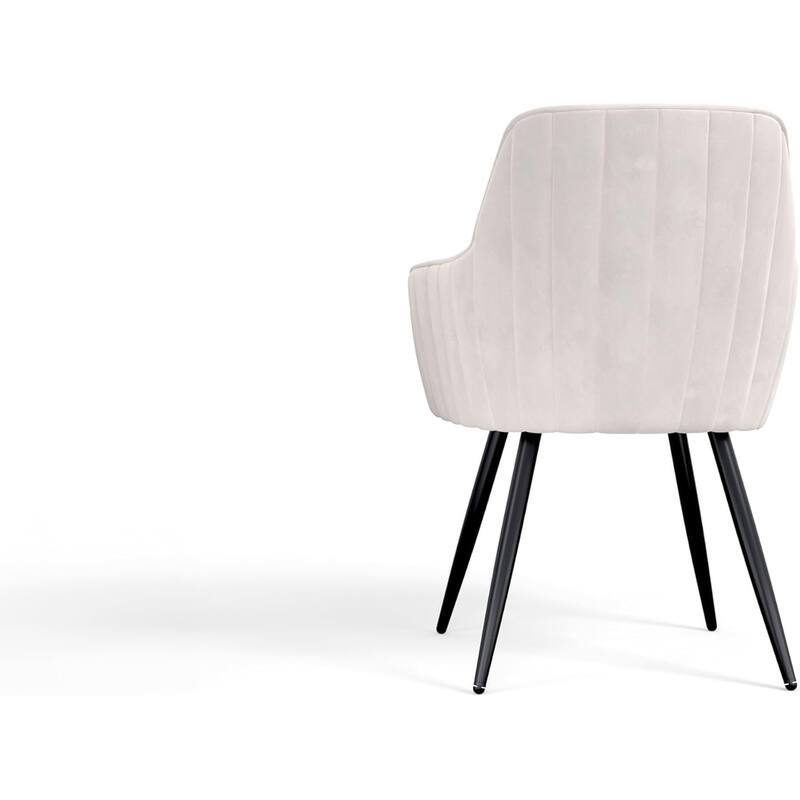 Grey Modern Mid-Century Upholstered Accent Chair with Channel-Tufted Back, Set of 2
