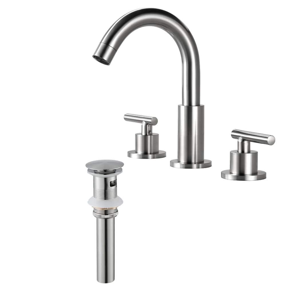 Modland Widespread 3-Hole Bathroom Faucet, 500K Cycle Ceramic Cartridge, 360 Swivel Spout & CEC Certified (Black/Gold/Nickel)