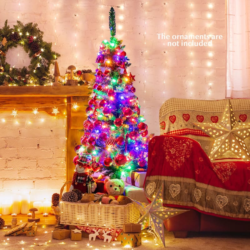 Gymax 4.5ft Colorful Lights Spruce Hinged Tree with 150 Colorful LED - See Details