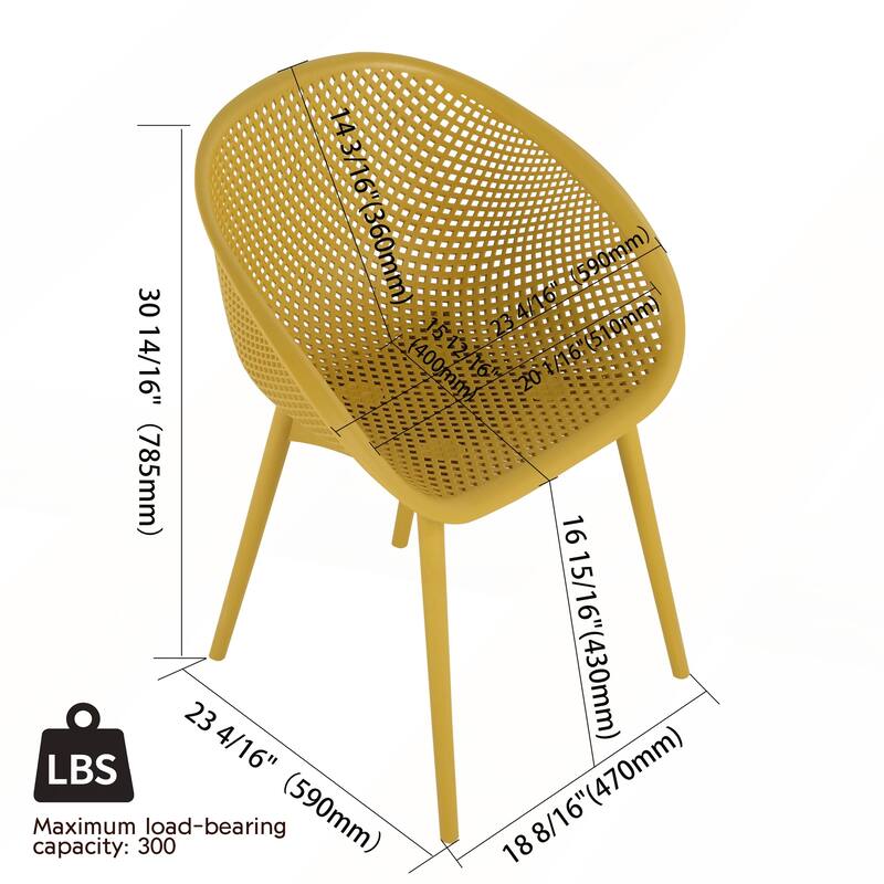 2-Pack Indoor/Outdoor All-Weather PP Plastic Lounge Chairs