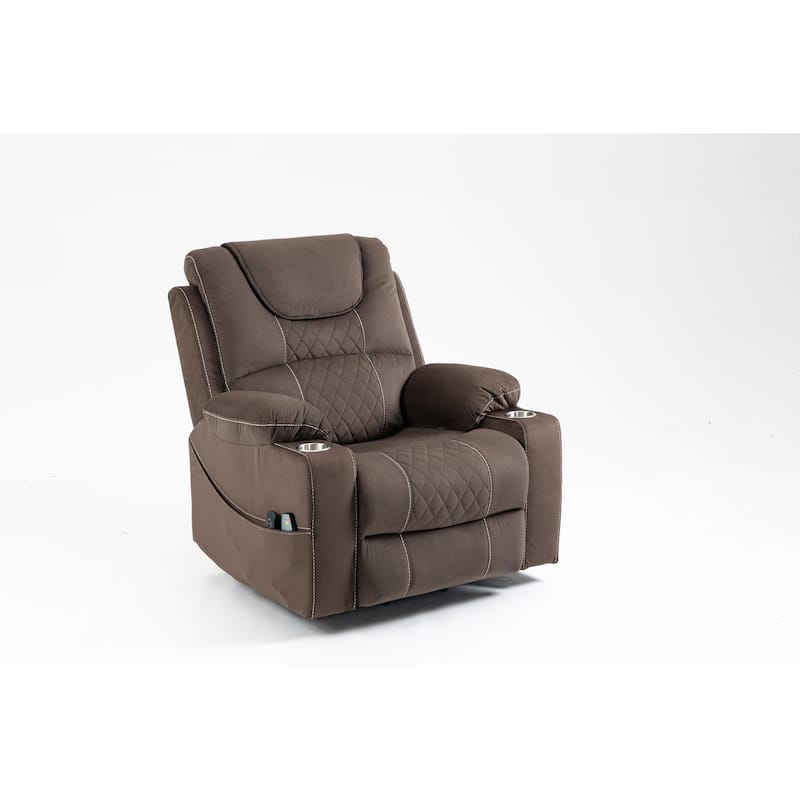 Velvet Dual‑Motor Power Recliner Chair with Heat, Massage & Cup Holders