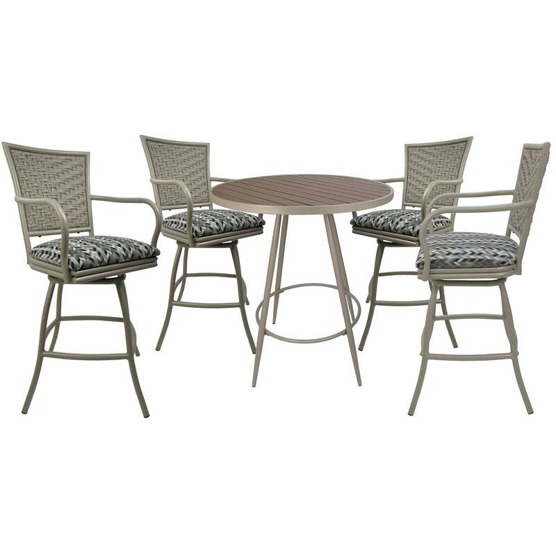 Outdoor/Indoor Metal Pub Set - Erin 30" Swivel Bar Stools - 30" Seat Bar Height - Simi Soft Grey - Beige