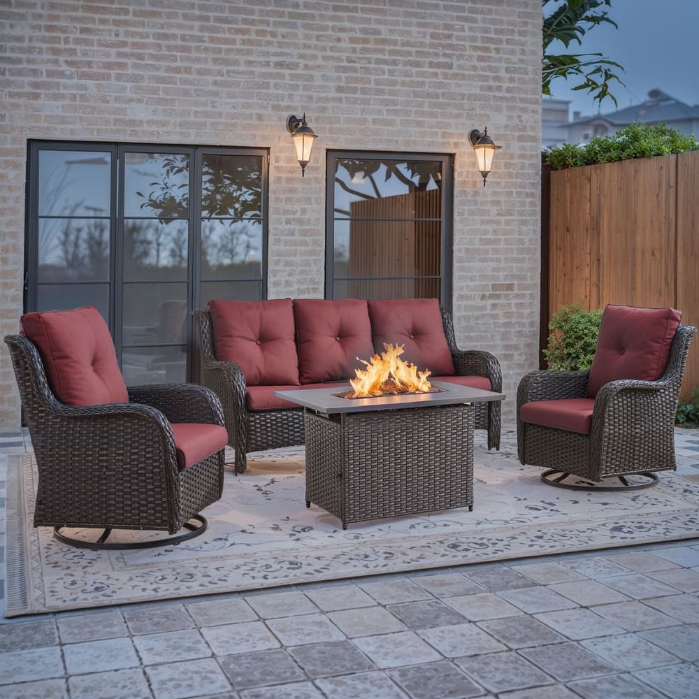 Patio Sofa Sets with Fire Pit Table