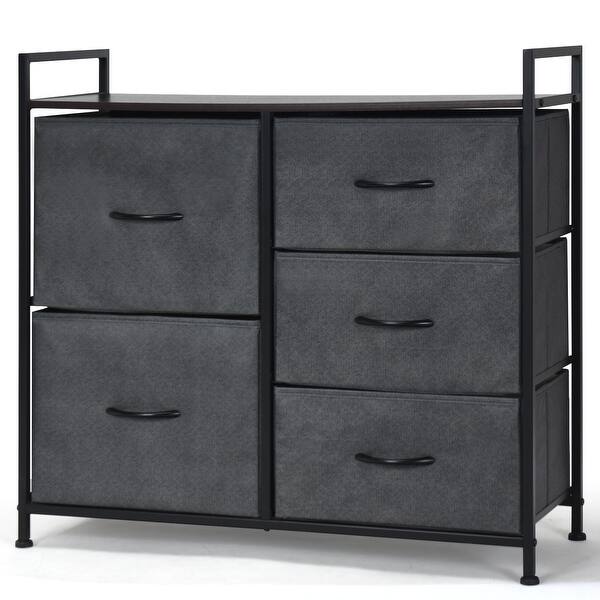 Shop Costway 5 Drawers Dresser Storage Unit Side Table
