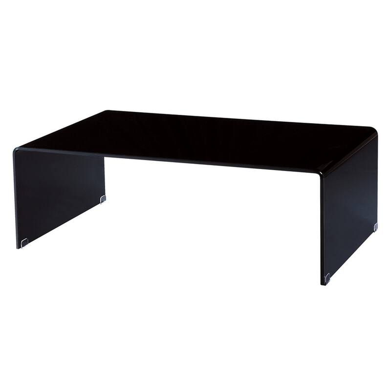 HomeRoots 24" Black Glass Sled Coffee Table - 24.00 in. x 15.00 in. x 43.00 in.