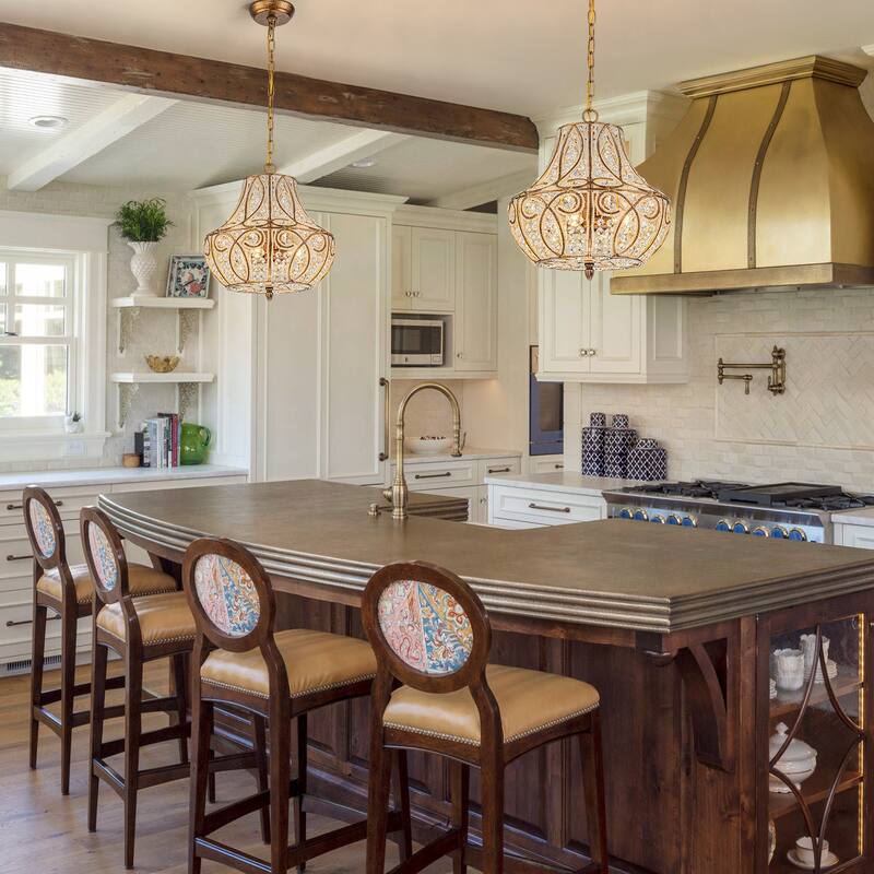 Vintage Glam 4-Light Antique Brass Crystal Chandelier - Antique Brass