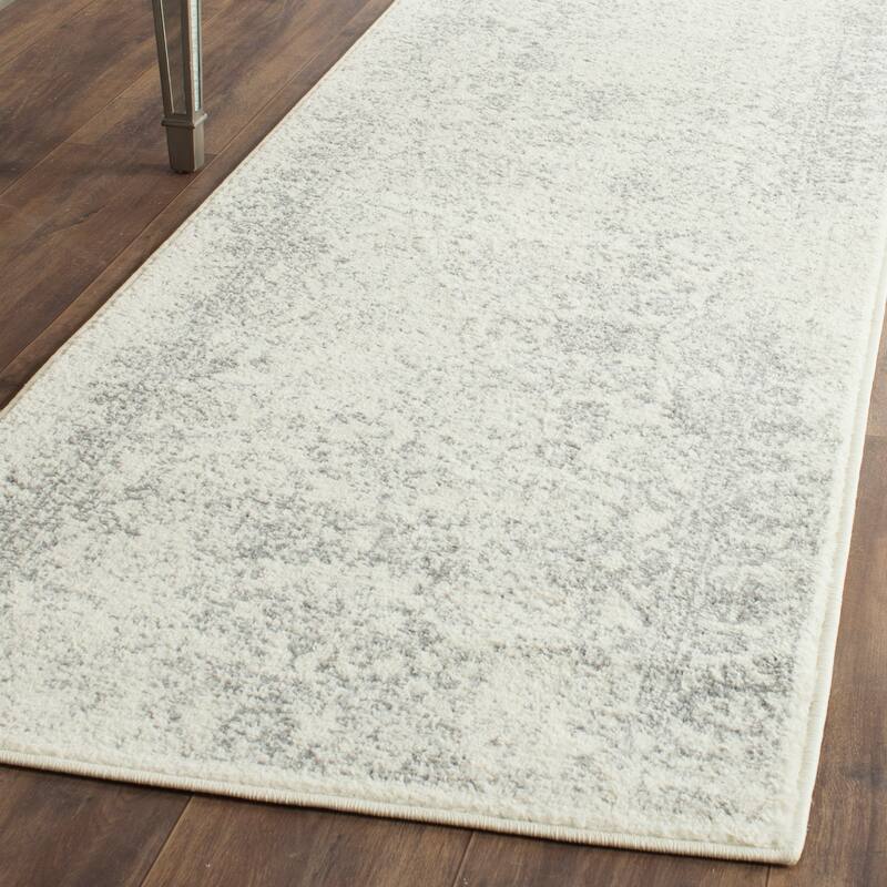 SAFAVIEH Adirondack Dakota Rustic Shabby Chic Distressed Rug - 2'6" x 14'  Runner - Ivory/Silver