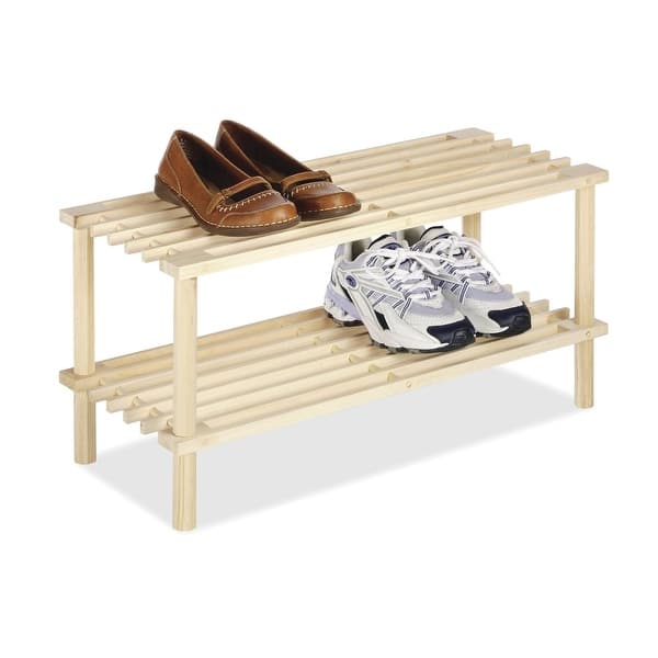 Whitmor Wood Stackable 2-Shelf Shoe Rack 31 inch White