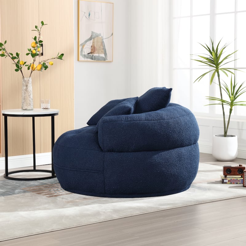 Chenille Sponge Single Sofa, Oversized Round Accent Chair Sleeper Couch Chaise Lounges for Living Room Bedroom Projection Room