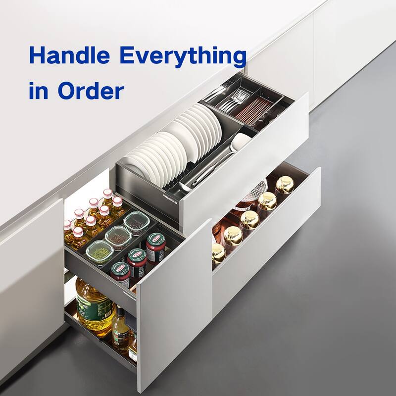 HIGOLD Shearer 4.0 Aluminum Pull Out Cabinet Organizer Side-out Seasoning Drawer for Kitchen 350mm