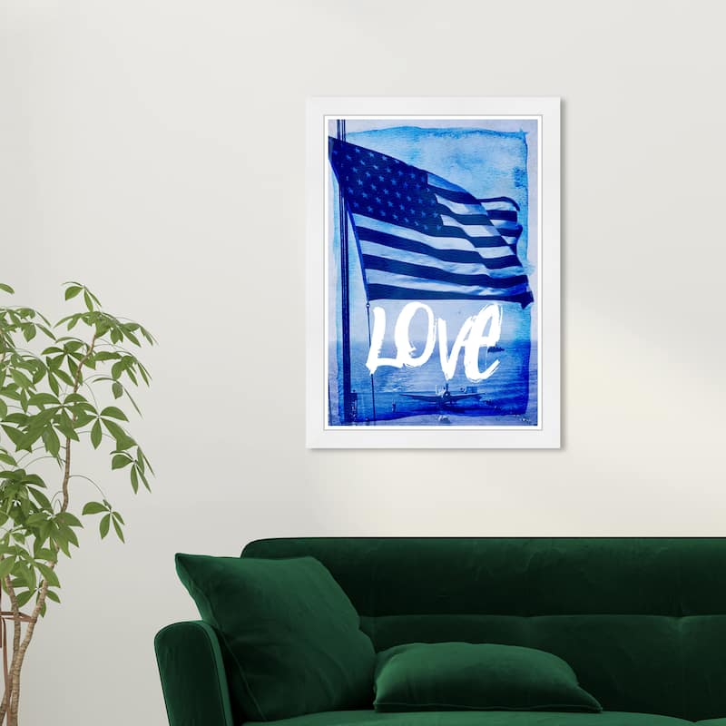Wynwood Studio 'LOVE Navy' Typography and Quotes Blue Wall Art Framed Print - 13 x 19