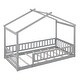 preview thumbnail 27 of 35, Twin Wooden House Bed with Roof and Fence, Kids Playhouse Frame