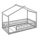 preview thumbnail 8 of 69, Wooden House Bed with Fence, for Kids, Teens, Girls, Boys