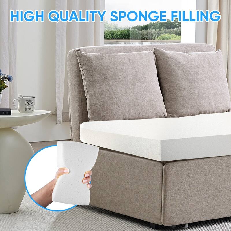 Mixoy Full/Queen Size Sofa Bed,2 in 1 Convertible Linen 1-Seater/Loveseat Sleeper Sofa Couch with Cushions
