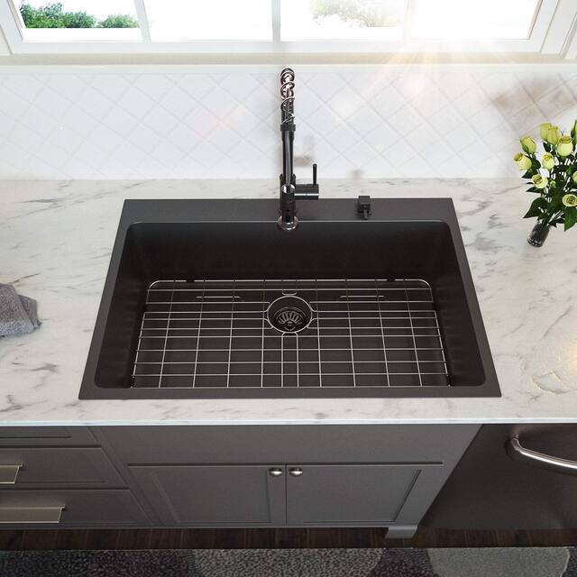 30x22 inch Kitchen Sink Drop In Gunmetal Matte Black