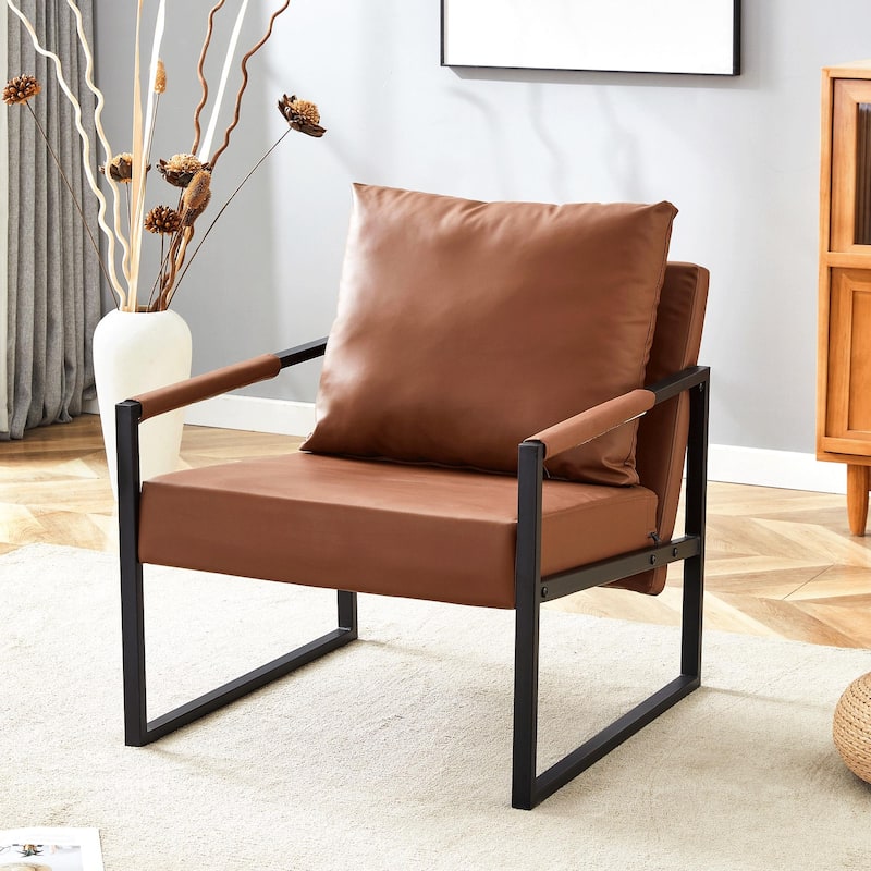 PU Chair with Metal Frame - Brown