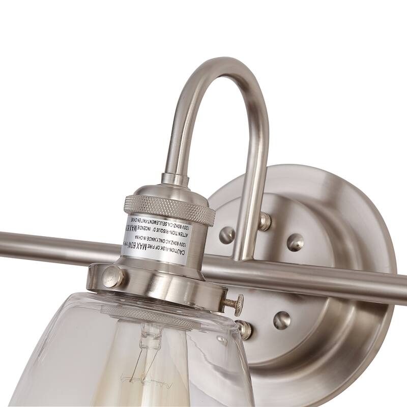 Annha Sand Nickel 3-Light Cone Glass Shade Wall Sconce