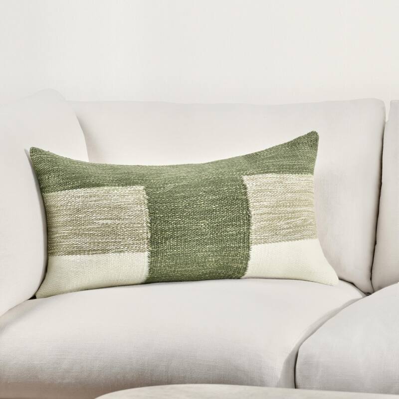 Villa by Classic Home Kass Woven Fabric Color Block Throw Pillow