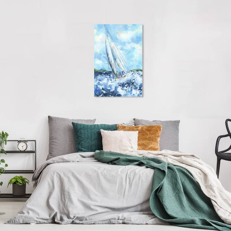 Wynwood Studio Canvas Nautical and Coastal Lost Sunset - Doll Memories Blue Nautical & Coastal Wall Art Canvas Print - 24 x 16