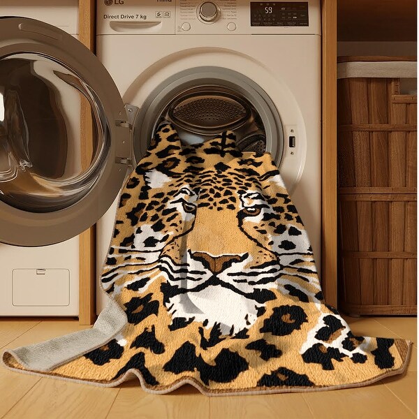 Ginza Six Washable Sunda Clouded Leopard Big Cats Area Rug - Bed