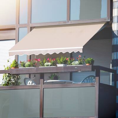 VEIKOUS 8'x7' Retractable Patio Awning Sun Shade Cover