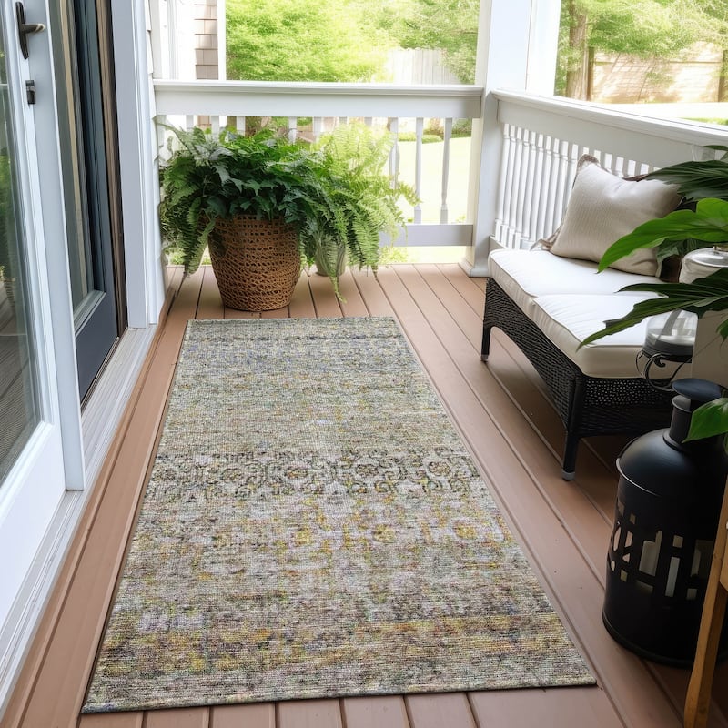 Machine Washable Indoor/ Outdoor Boho Ombre Chantille Rug