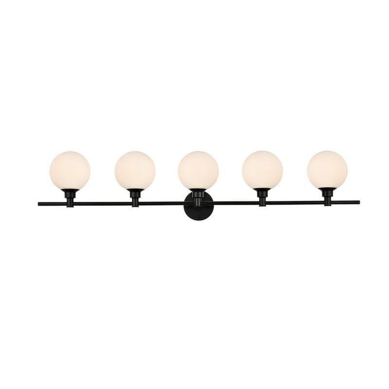 Corda 1 Light Black and Frosted White Bath Sconce - Black - 47