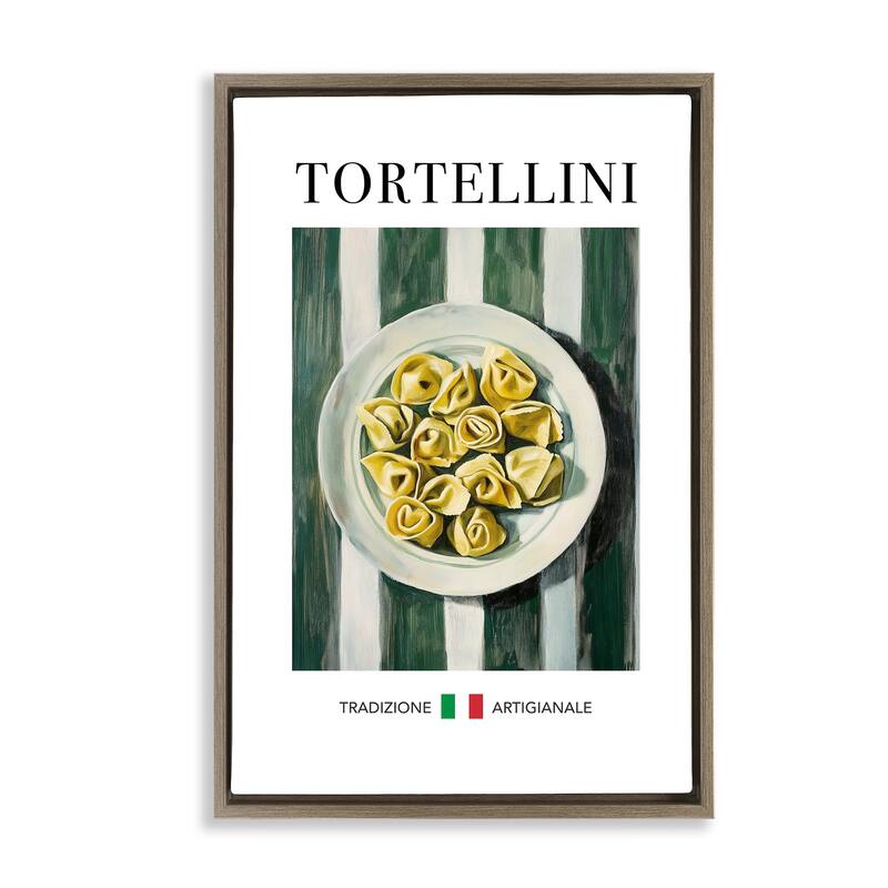 Stupell Traditional Tortellini Pasta Framed Floater Canvas Wall Art Design By Andreas Magnusson - 17 x 25 - Brown