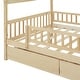preview thumbnail 9 of 40, Full Size Wooden House Bed with Two Drawers and Roof for Kids, Boys and Girls, Bedroom