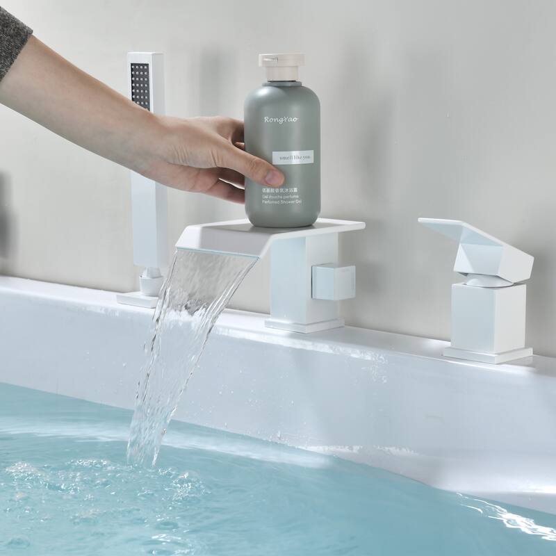 Solid Brass Waterfall Roman Tub Faucet with Hand Shower