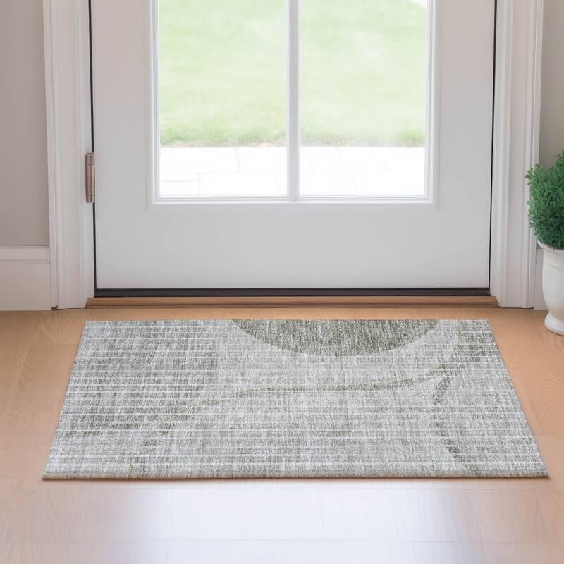 Premium Washable Super Soft Contemporary Deco Mayfield Rug - Taupe - 1' 8" x 2' 6"