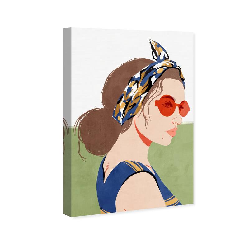 Wynwood Studio Fashion and Glam Sunshine Gal Blue and Modern & Contemporary Wall Art Canvas Print