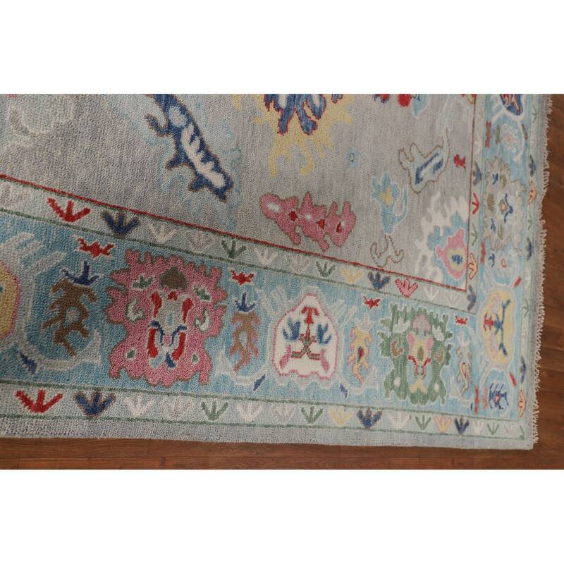 Floral Oushak Oriental Area Rug Handmade Wool Carpet - 8'11" x 11'6"