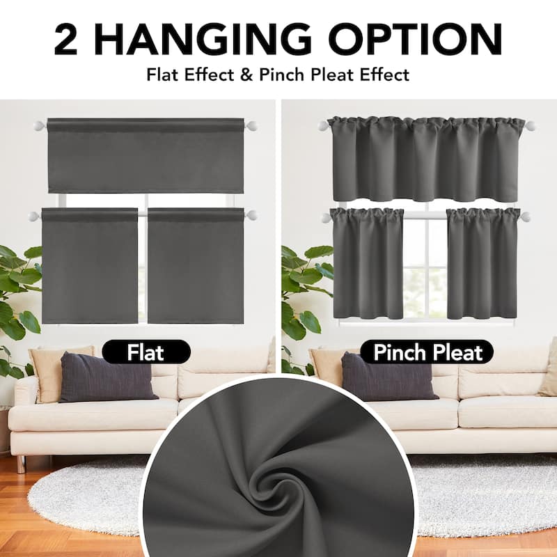 Rod Pocket Kitchen Curtain Valance and Tiers Set