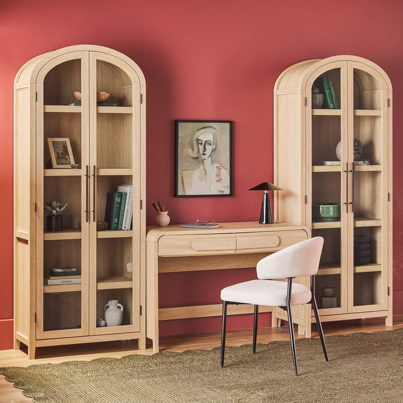 Middlebrook 3-Piece Set Writing Desk with 2 Glass Bookcases