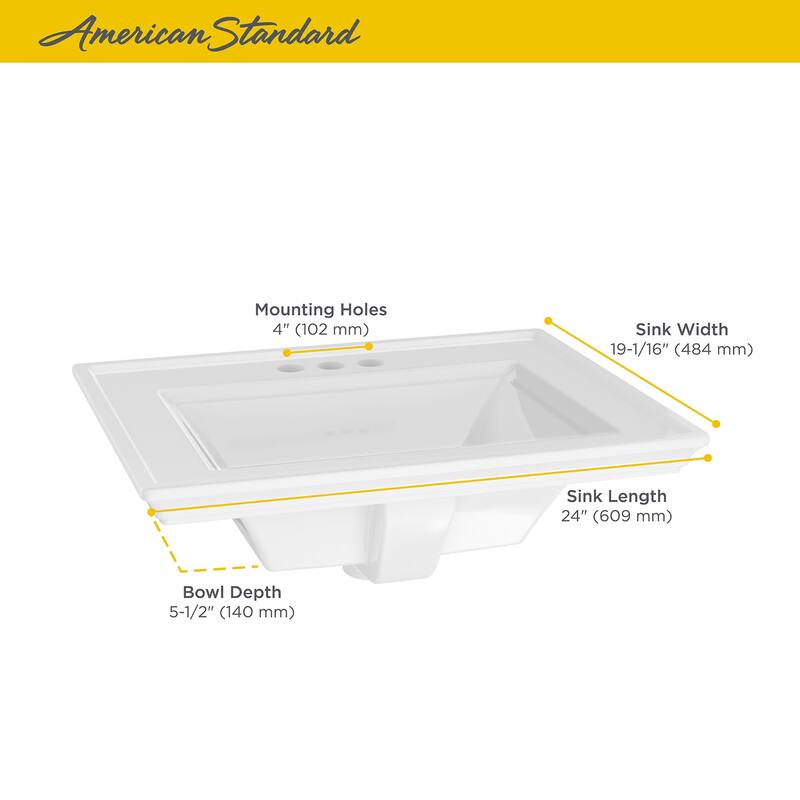 American Standard Town Square S 24" Rectangular Fireclay Drop In