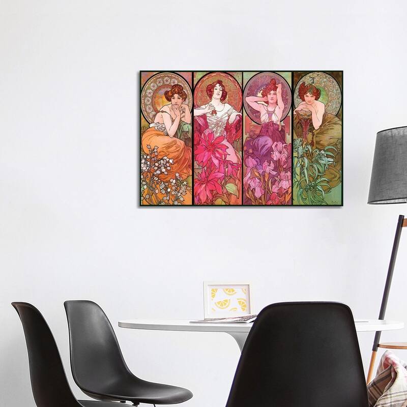 iCanvas "The Precious Stones (Ruby, Emerald, Amethyst, Topaz), 1900" by Alphonse Mucha Canvas Print - 26x40x1.5