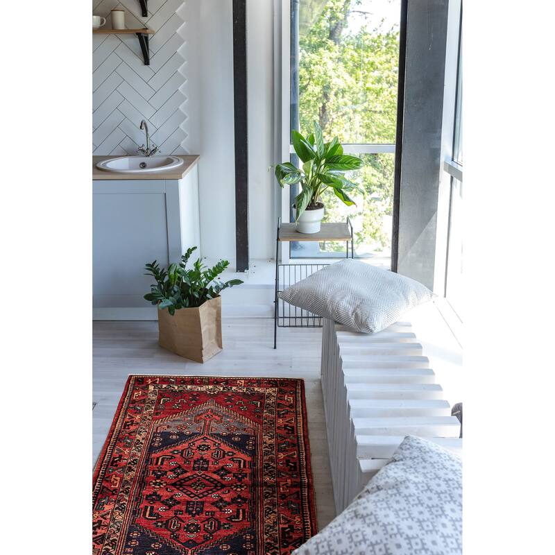 ECARPETGALLERY Hand-knotted Andelz Red Wool Rug - 3'7 x 7'0