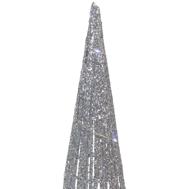 Set of 3 LED Lighted Glitter Cone Tree Outdoor Christmas Decorations 23.5"