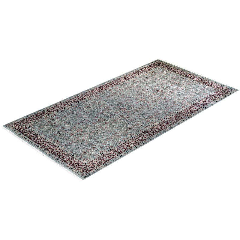 Overton Hand Knotted Wool Vintage Inspired Modern Contemporary Overdyed Gray Area Rug - 6' 1" x 11' 8"