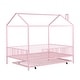 preview thumbnail 8 of 26, Full Size House Bed with Semi-enclosed Fence and Twin Size Trundle