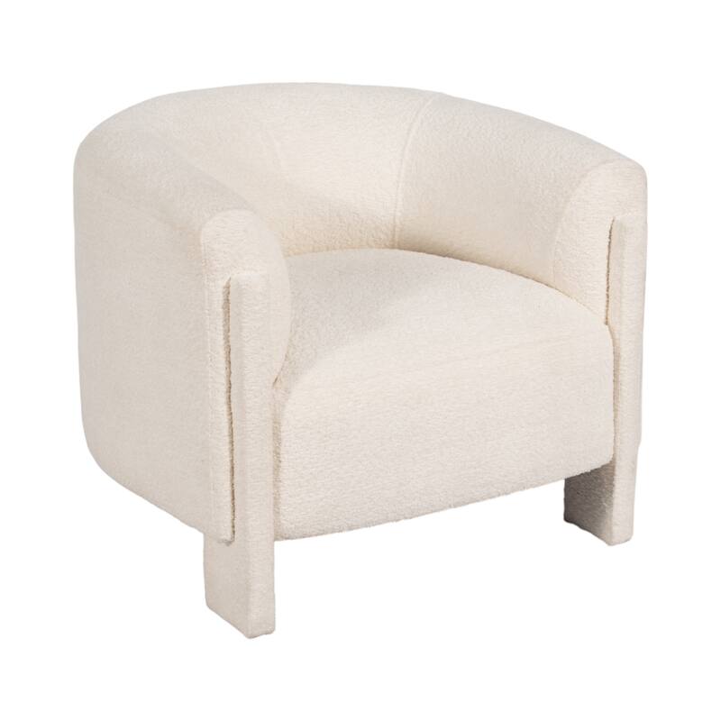 Contemporary Curved Upholstered Barrel Chair Plush Seat and Wood Frame